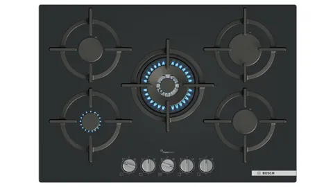Bosch PPQ7A6I10 Serie 6 Piano cottura a gas 75 cm Vetro temperato Nero