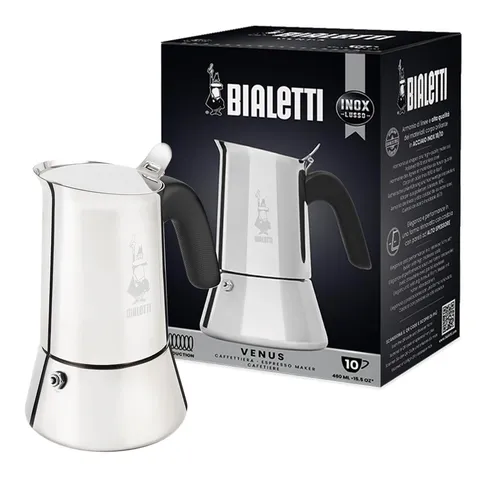 Bialetti Caffettiera New Venus 10 Tazze, Manico Anti Scottatura, Adatta a Induzione, 10
