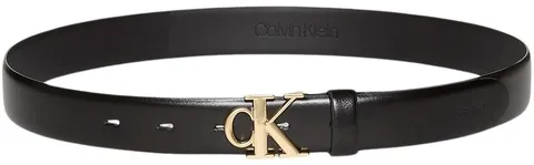 Calvin Klein Donna Cintura Buckle 3,0 cm con Fibbia con Monogramma, Nero (Black/Antique