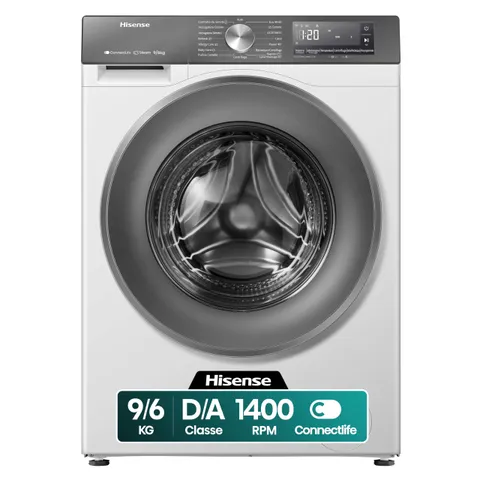 Hisense WD3S9043BW7 Lavasciuga 9 + 6 Kg, 1400 Rpm, 15 Programmi Automatici, Vapore