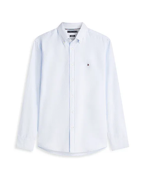 Tommy Hilfiger Uomo Camicia Flex Dobby in Cotone, Blu (Sweet Blue), M