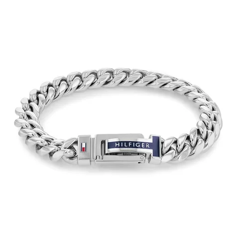 Tommy Hilfiger Jewelry Braccialetto a Catena da Uomo in Acciaio Inossidabile - Disponibile in versione Oro o Argento