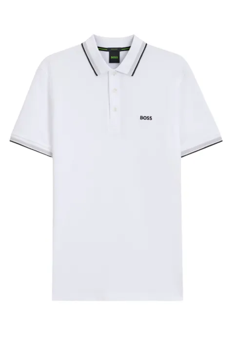 BOSS Paddy Curved, Polo Moderno, Uomo, Bianco (White 101), L