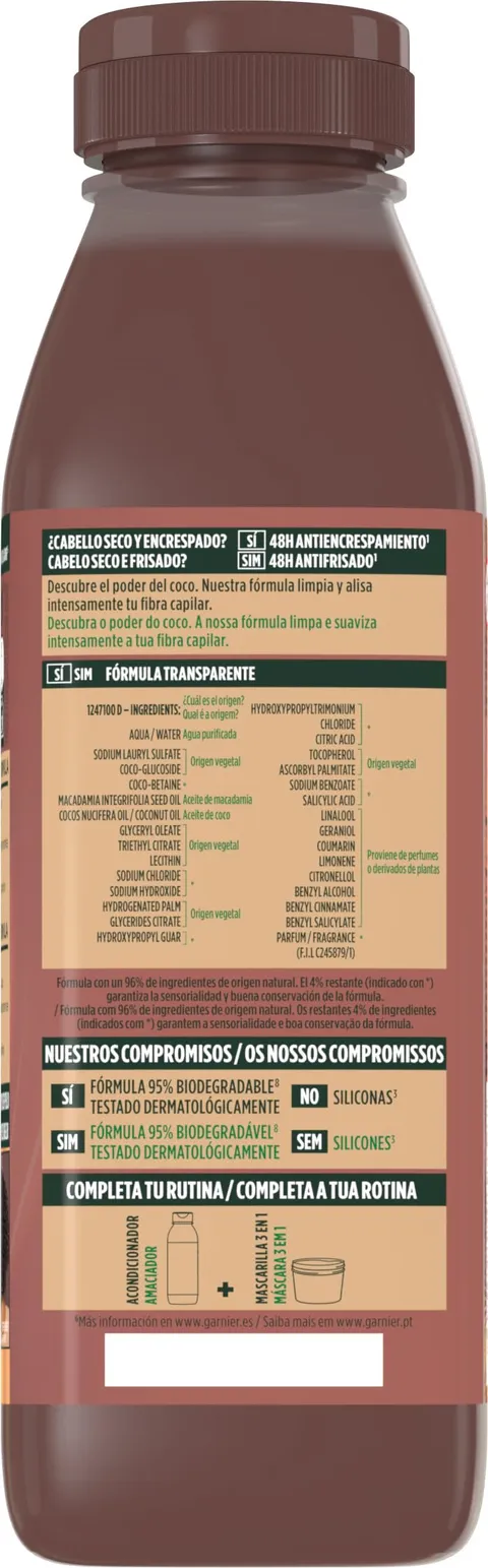 Garnier Fructis Hair Food Champú Macadamia Alisadora - 350 Ml
