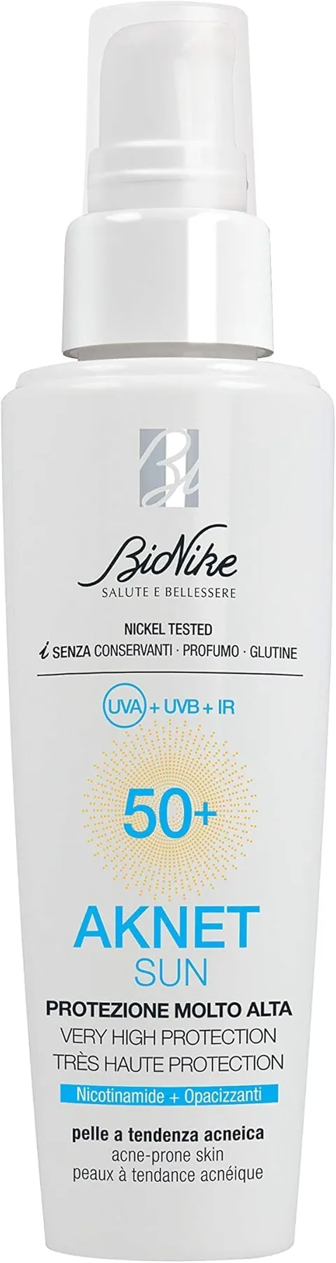 BioNike Aknet - Sun SPF 50+, Fluido Solare Viso per Pelle a Tendenza Acneica, Formula con