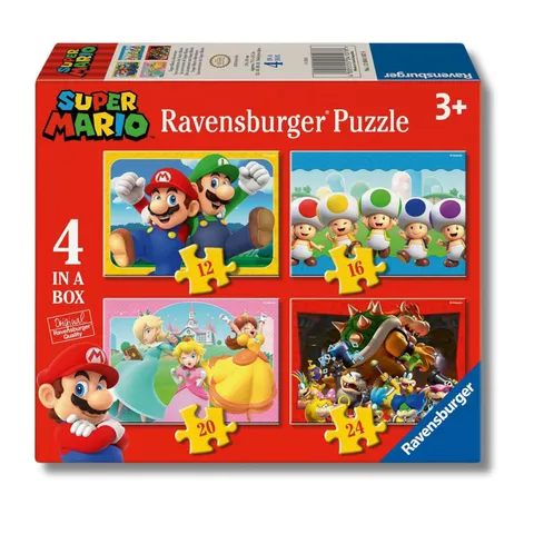 Ravensburger - Puzzle Bambini 4 Anni 4 in a box, Super Mario - Puzzle 4 Anni, Collezione