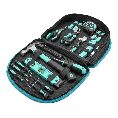 Amazon Basics Set di attrezzi con custodia rotonda per facile trasporto, 104 pezzi, 36.6
