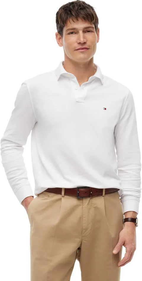 Tommy Hilfiger Uomo Maglietta Polo Maniche Lunghe Regular Fit con Chiusura a Bottoni