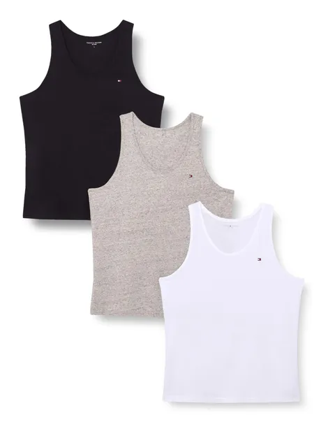 Tommy Hilfiger Canotta da Uomo 3P UM0UM03867, Multicolore (Grigio mélange/Nero/Bianco), S
