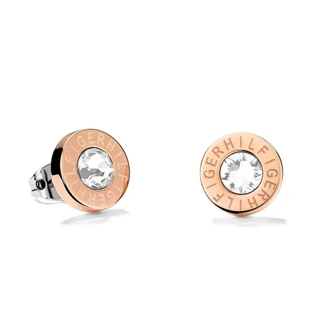 Tommy Hilfiger Jewelry Orecchini a Perno da Donna in Oro Rosso con Cristalli - 2700752