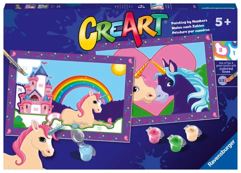 Ravensburger CreArt 5 Anni Junior: Unicorni - Dipingere con i Numeri per Bambini 5+ Anni