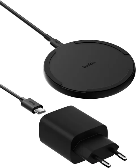 Belkin Pad di ricarica wireless (15 W), caricabatterie Qi per Apple iPhone 16, iPhone