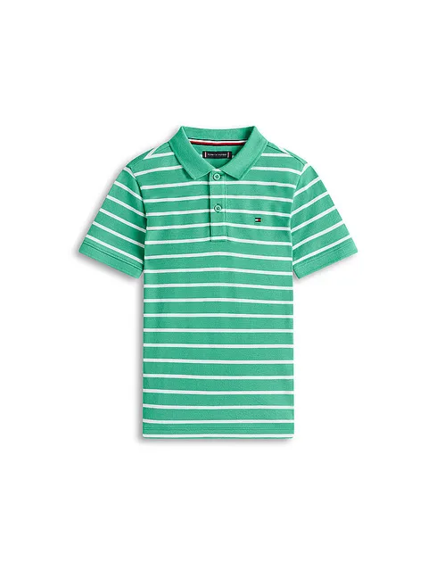 Tommy Hilfiger Polo da Ragazzo Flag SS KB0KB09103 Polo Verde (Bahama Striscia Verde), 12