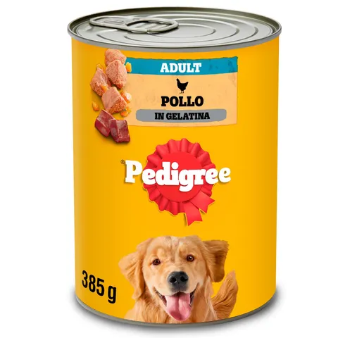 Pedigree Adult: alimento umido per cani con pollo e carote in gelatina: 24 lattina da 400