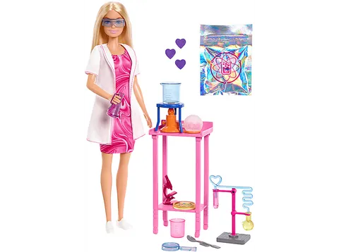 Barbie Carriere - Scienziata, set bambola bionda con camice bianco da laboratorio e
