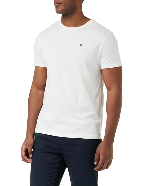 Tommy Hilfiger T-Shirt Maniche Corte Uomo Scollo Rotondo, Bianco (White), L