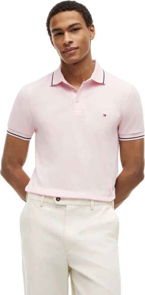 Tommy Hilfiger Uomo Maglietta Polo Maniche Corte Tipped Seasonal Slim Fit, Rosa (Pink Lily), XL