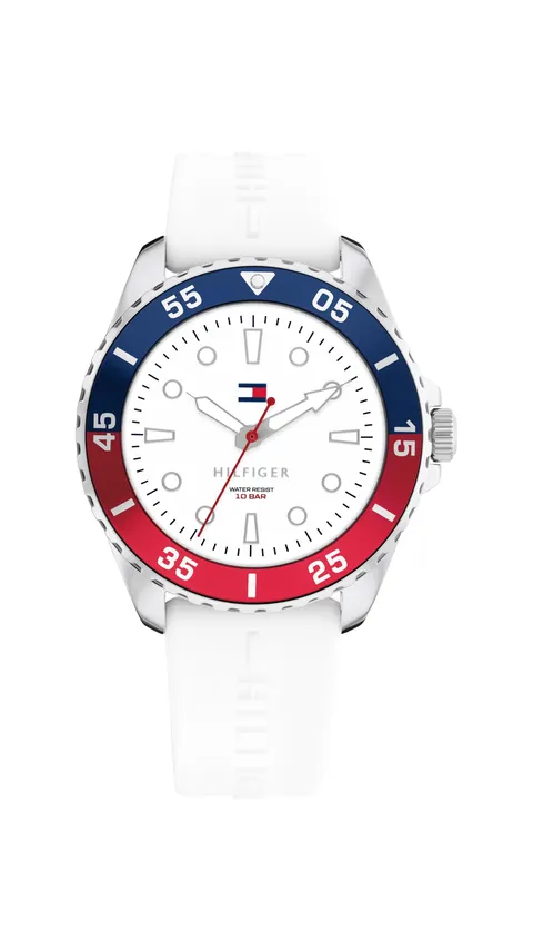 Tommy Hilfiger Orologio con Movimento al Quarzo a Tre Lancette per i Giovani con Cinturino in Silicone Bianco - 1720050, White