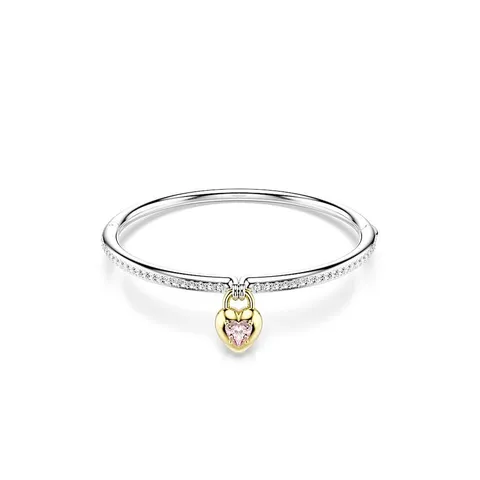 Swarovski Bracciale rigido Idyllia, Taglio misto, Cuore, Rosa, Mix di finiture
