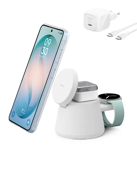 Belkin UltraCharge Caricatore Wireless Magnetico 3 in 1 Qi2.2 25W con Porta USBC