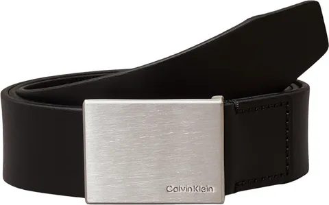 Calvin Klein Uomo Cintura Formal Plaque Belt 3.5 cm Cintura in Pelle, Nero (Black), 85 cm