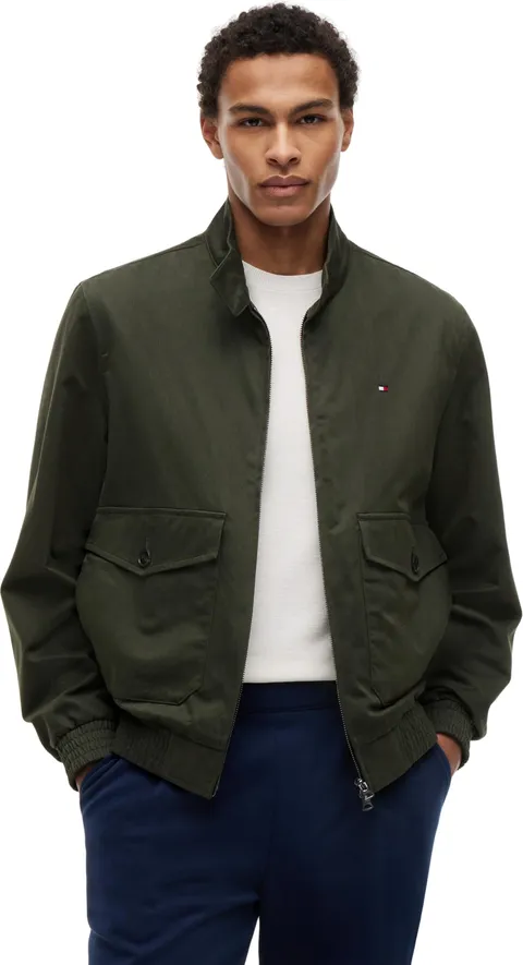 Tommy Hilfiger Uomo Giacca da Mezza Stagione Cotton Harrington con Zip, Verde (Eclipse