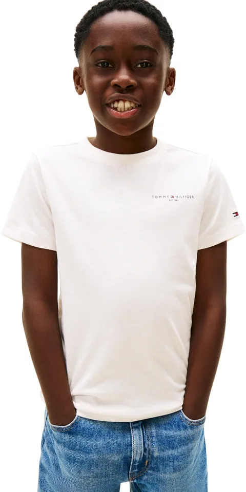 Tommy Hilfiger Maglietta Unisex Mini Corp KS0KS00661 S/S, Bianco (Bianco Antico), 6 Anni, Bianco (Bianco Antico), 6 Anni