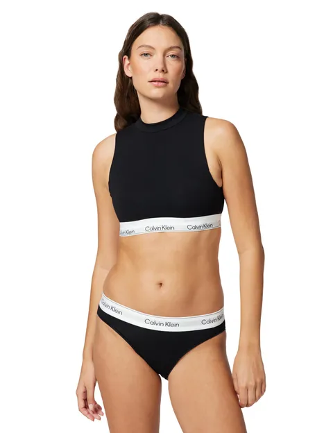 Calvin Klein Donna Bralette Lightly Lined con Collo Alto, Nero (Black), S