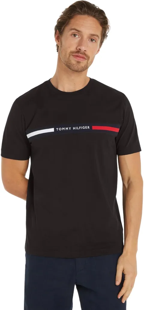 Tommy Hilfiger Uomo T-Shirt Maniche Corte Scollo Rotondo, Nero (Black), L