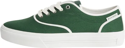 Tommy Hilfiger Uomo Sneakers con Suola Preformata Long Lace Canvas con Logo, Verde