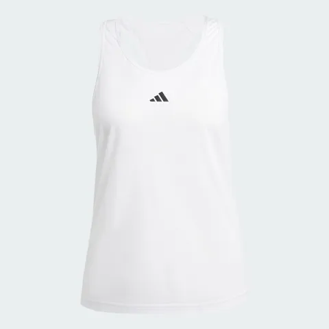 adidas Donna Train Essentials Minimal Branding Racerback Tank Top Shirt, White, M