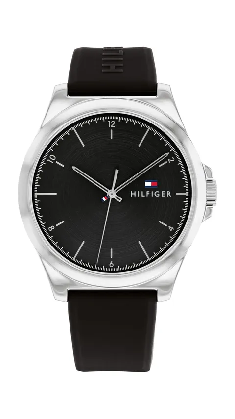 Tommy Hilfiger Orologio Analogico al Quarzo da Uomo con Cinturino in Silicone Nero