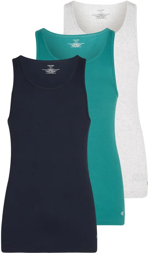 Calvin Klein Uomo Canotte Confezione da 3 in Cotone, Multicolore (Shoreline, Snow HTHR