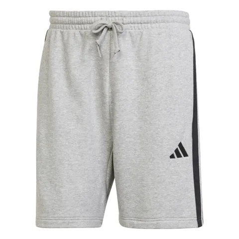 adidas Uomo Essential Three Stripes French Terry Short Shorts, Medium Grey Heather/Black