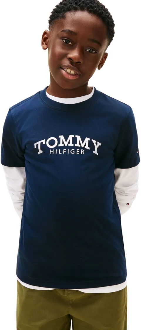 Tommy Hilfiger Boys MONOTYPE Print Graphic T-Shirt KB0KB10051 Blue (Dark Night Navy) 18 Month