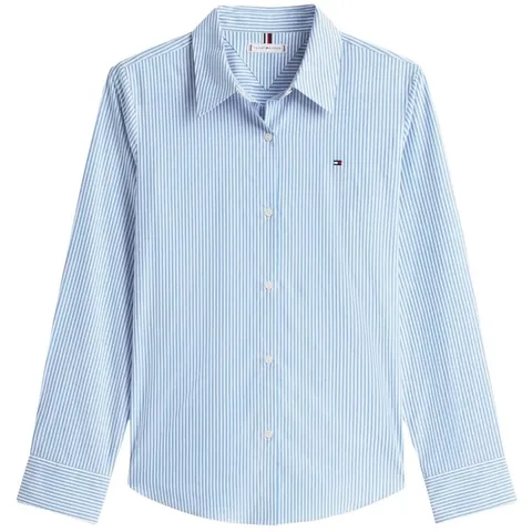 Tommy Hilfiger Camicia da Donna Ess Poplin Regular WW0WW47169 L/S, Blu (Classic Itaca STP ipnotizzante Blu), 34, Blu (Classic Itaca STP ipnotizzante Blu), 66