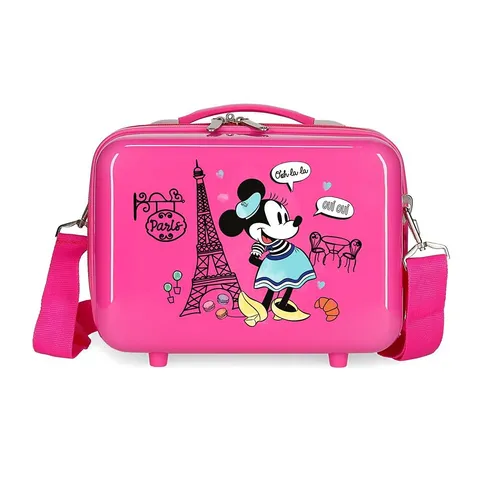 Disney Minnie Around the World - Beauty case adattabile con tracolla rosa 29 x 21 x 15 cm