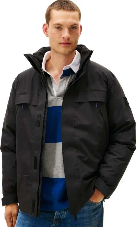 Tommy Hilfiger Uomo Giacca a Vento Tech Padded con Colletto alla Coreana, Nero (Black), S