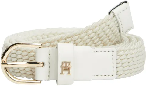 Tommy Hilfiger Donna Cintura Essential Effortless 2,5 cm Elastic Cintura in Pelle, Avorio