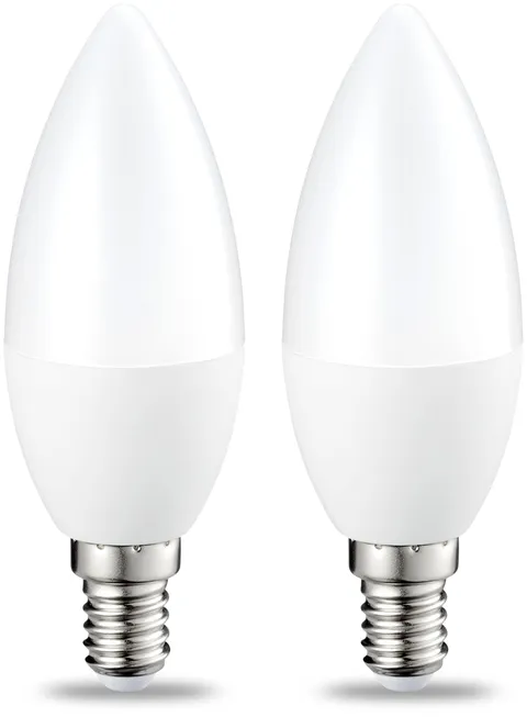 Amazon Basics Lampadina LED E14 a Candela, 6W, equivalenti a 40W, Luce Bianca Calda