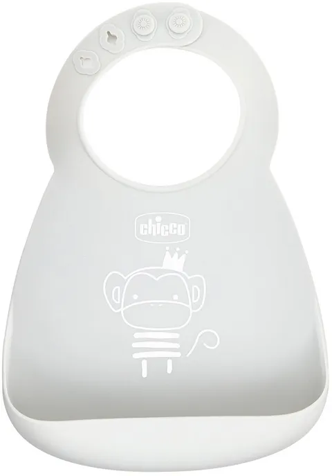 Chicco, Bavaglino Easy Roll, Bavaglia Silicone con Tasca e Colletto Regolabile, Morbida