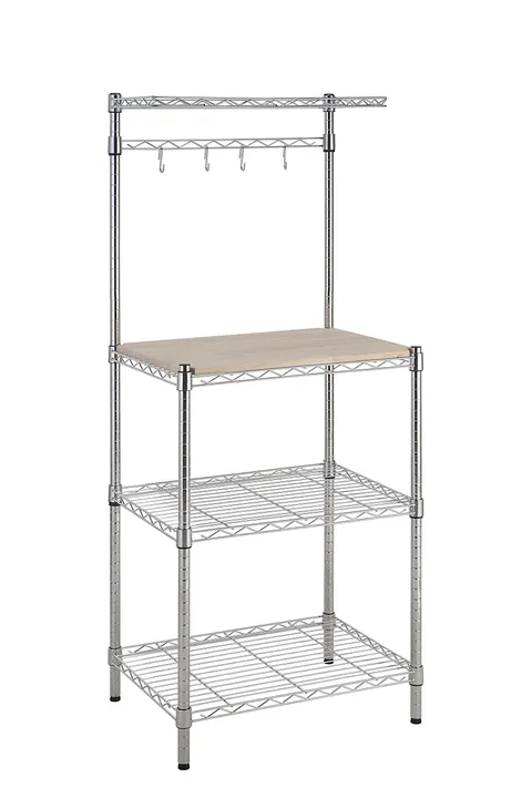 Amazon Basics Scaffale da cucina con tavola in legno, 3 ripiani, larghezza 61 cm
