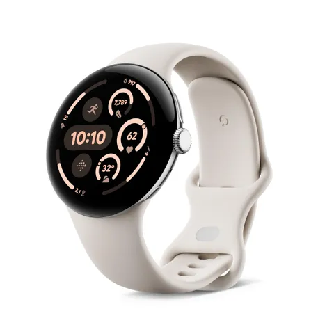 Google Pixel Watch 3 (45 mm) - Cassa color argento lucido - Cinturino grigio creta - LTE