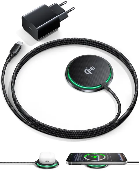 INIU Caricatore Wireless iPhone, Certificato Qi2 Caricabatterie Magnetico 15W Rapido con