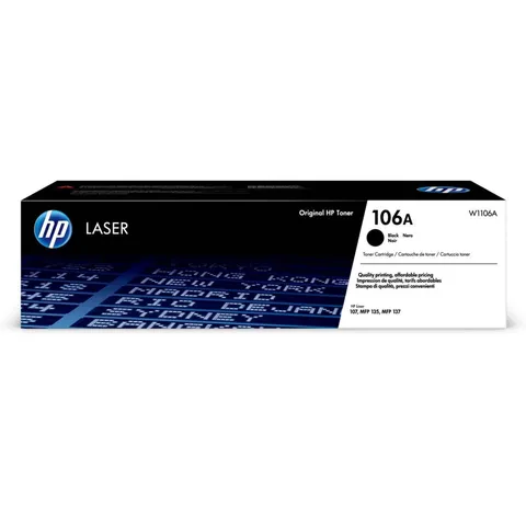 HP 106A Nero, W1106A, Cartuccia Toner Originale HP da 1000 Pagine, Compatibile con le Stampanti HP Laser 107, MFP135 e MFP137