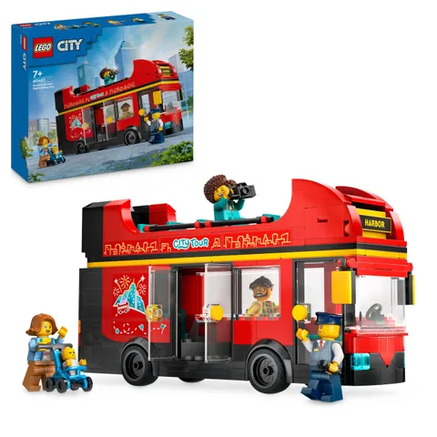 LEGO City Red Double-Decker Sightseeing Bus Toy, Red Vehicle for 7 Plus Year Old Boys &