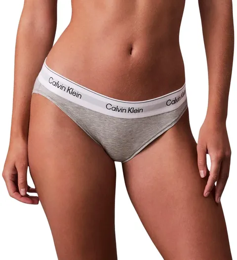 Calvin Klein Donna Slip Taglio Bikini con Fascia con Logo, Grigio (Grey Heather), XL