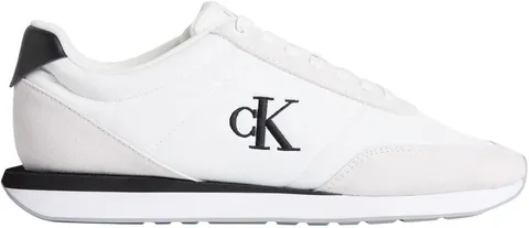 Calvin Klein Uomo Sneakers Running Retro Mix con Logo, Bianco (Bright White/Black), 39