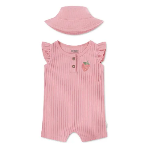 Huggies Romper and Hat Set Baby Girl Pink