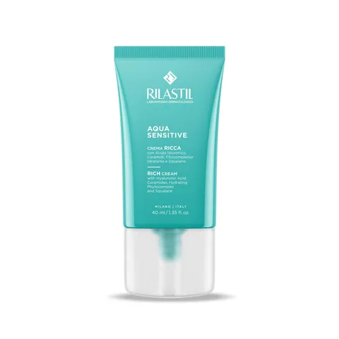 Rilastil Aqua Sensitive Crema Ricca, Trattamento Idratante Quotidiano, Texture Ricca, con